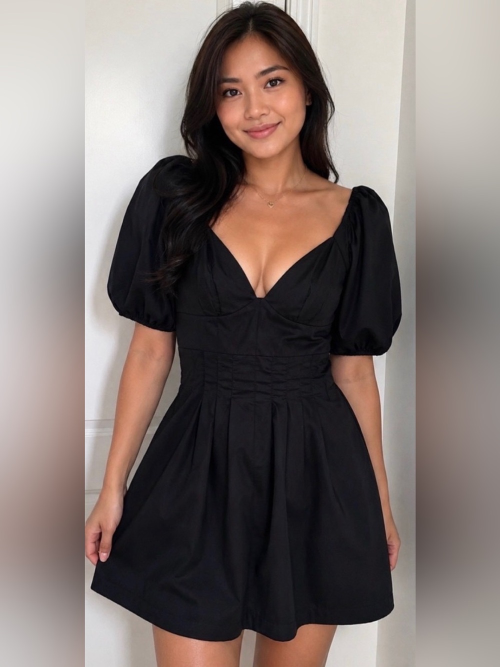 EN SAISON PUFF SLEEVE MINI DRESS